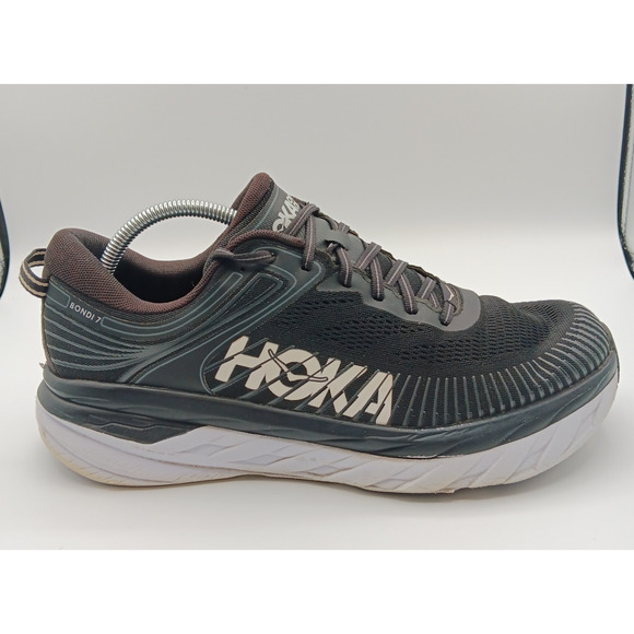 Hoka One One Bondi 7 Sneakers Men 11.5 Black Athletic Running Shoes Logo 1110518 - Picture 6 of 14
